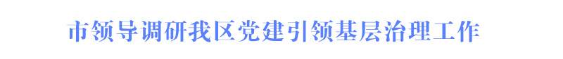 市領(lǐng)導(dǎo)調(diào)研我區(qū)黨建引領(lǐng)基層治理工作